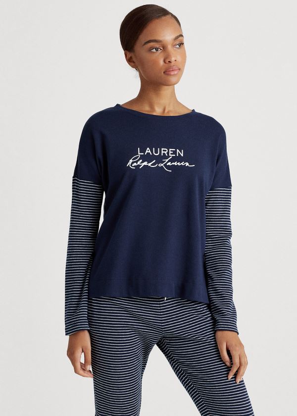 Women's Ralph Lauren Logo Pajama Top | 216403CBL